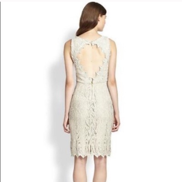 Alice + Olivia Grey Metallic Lace Sheath Dress - Picture 2 of 8